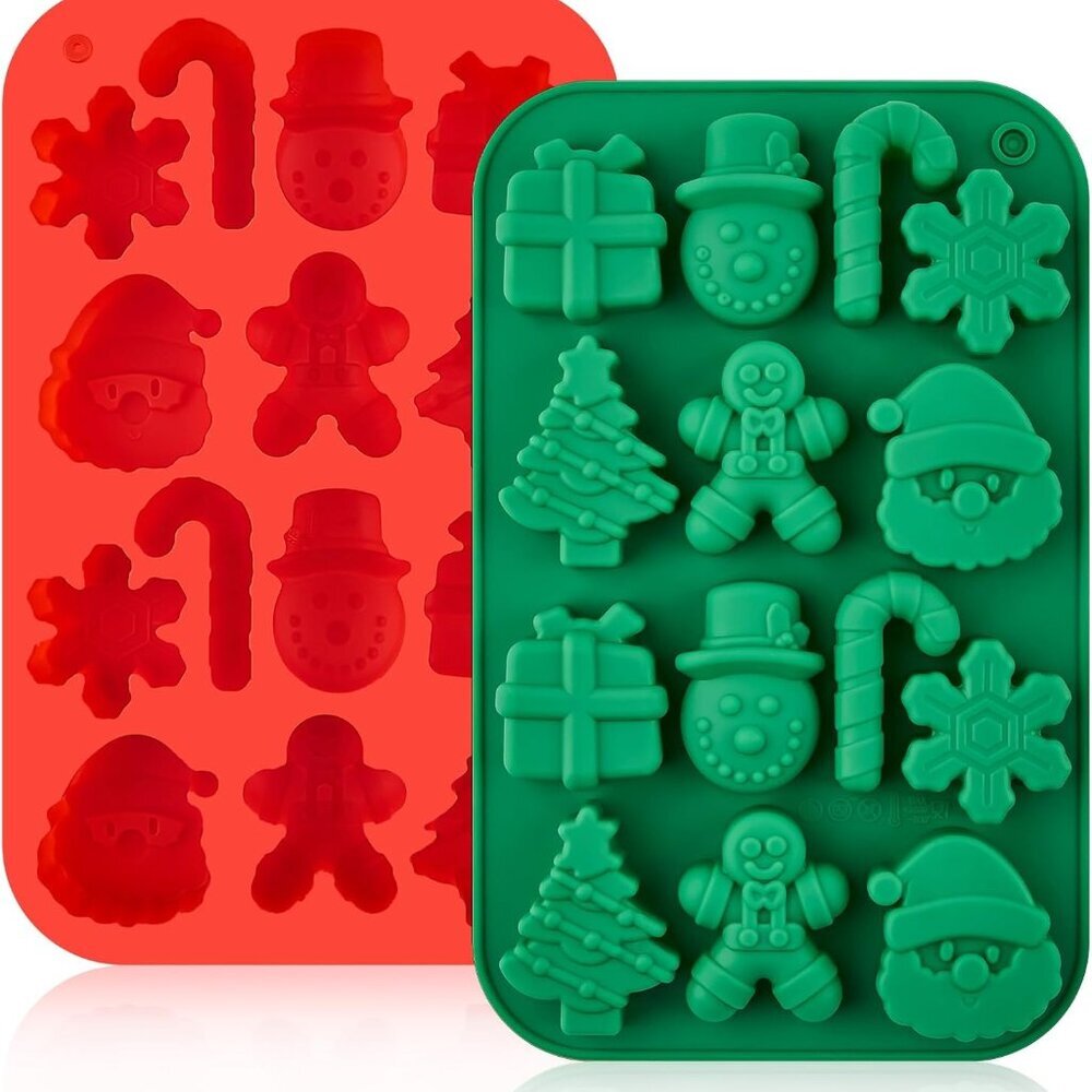 Christmas Chocolate Molds, 2PCS Silicone Candy Molds Santa Clause Christmas Tree